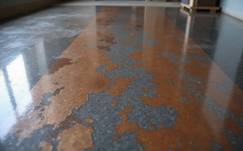 Metallic epoxy swirl detail showing pigment movement and depth