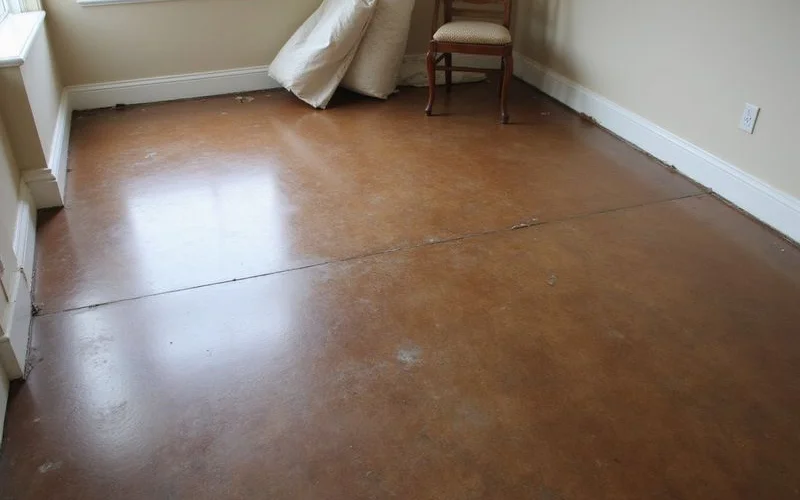 Restored stained concrete floor with renewed colour and even sheen