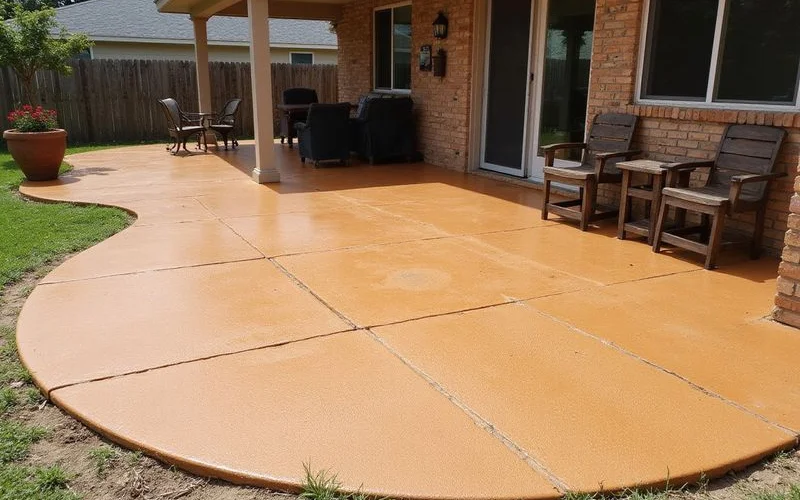 Resurfaced and stained patio, wide shot