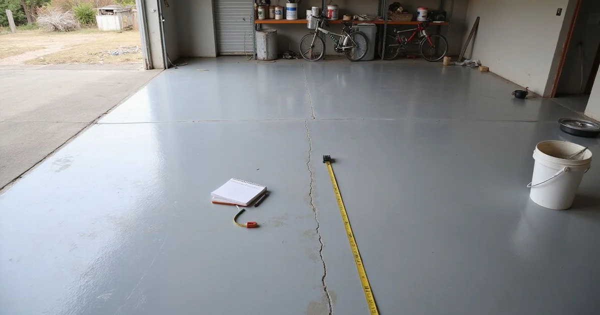 Contractor measuring a residential garage for an epoxy coating quote