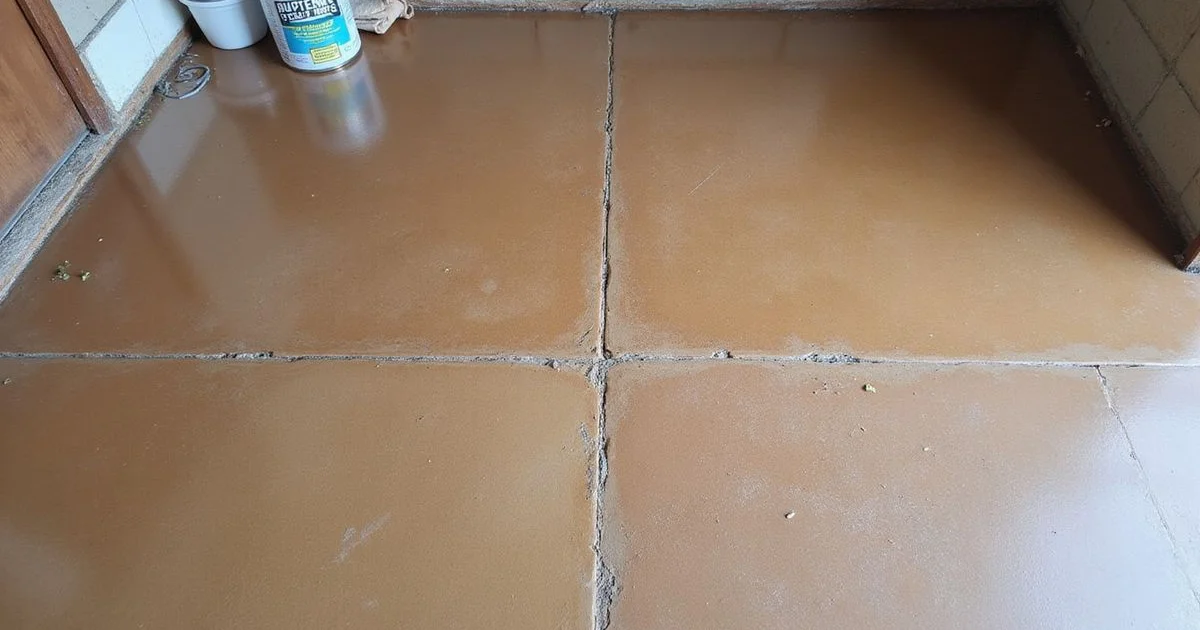 Matte and satin sealed stained concrete shown side by side in natural light