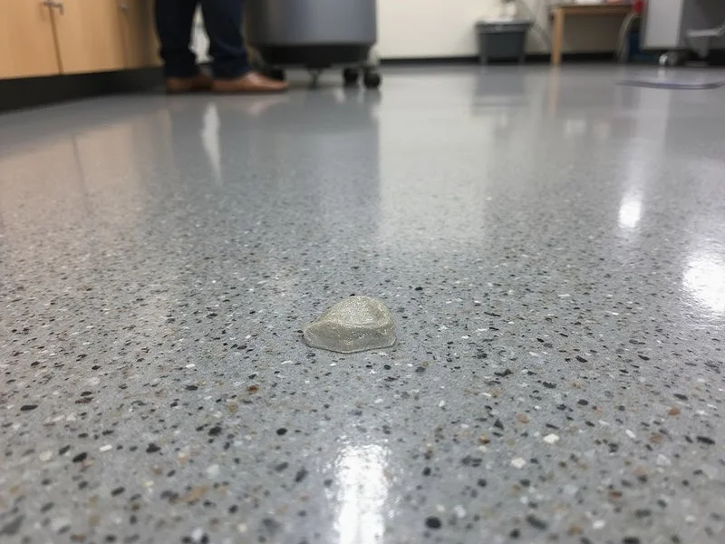 Close-up of vinyl flake epoxy surface showing chip density