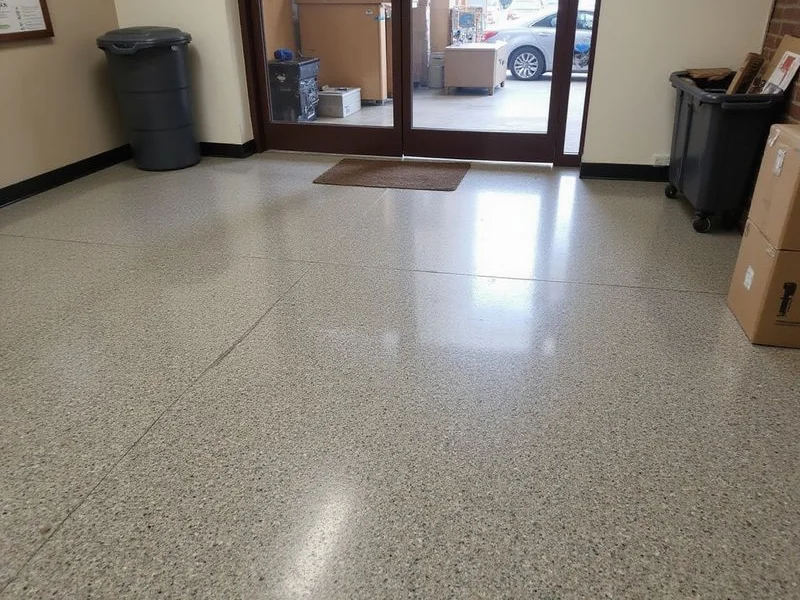 Full aggregate exposure polished concrete in a commercial entry