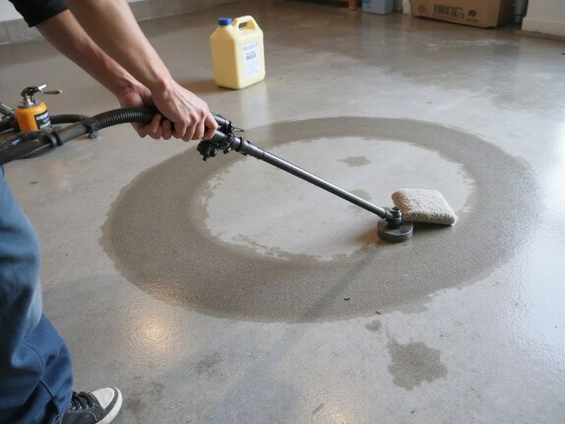 Densifier being applied to a honed concrete floor